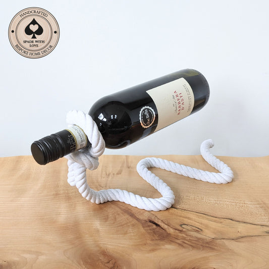 3d Printed Rope Wine Bottle Holder - Floating Wine Bottle - White Marble