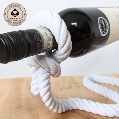 3d Printed Rope Wine Bottle Holder - Floating Wine Bottle - White Marble-