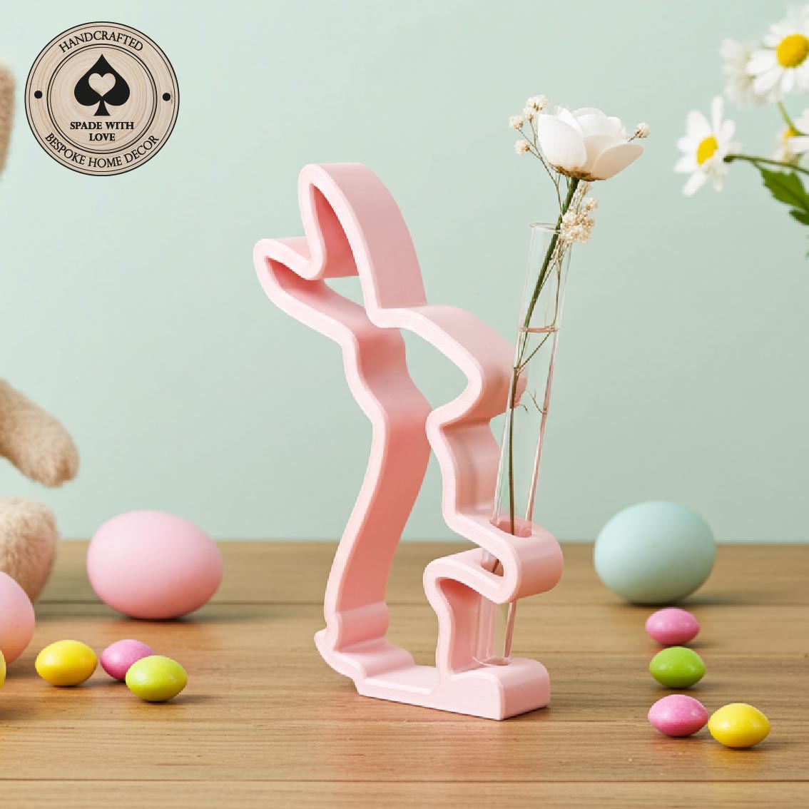 3d printed bunny vase. Bunny single stem vase. Easter Vase. Bunny plant propagtor. Pink Vase. Easter Gift