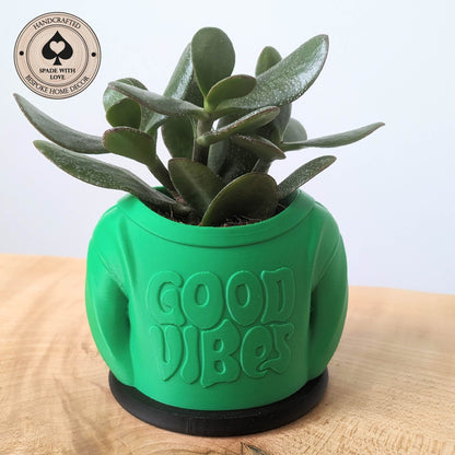 3d Printed Vase - Jacket Vase - Unique Vase - Good Vibes Jumper - Succulent Vase - 3d Printed Succulent Pot