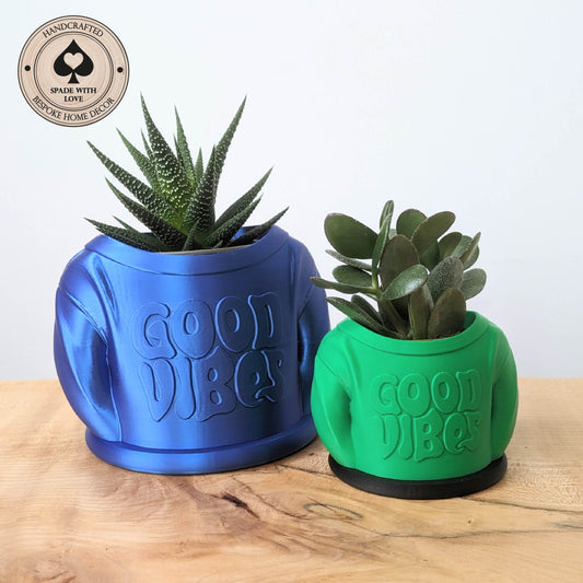 3d Printed Vase - Jacket Vase - Unique Vase - Good Vibes Jumper - Succulent Vase - 3d Printed Succulent Pot