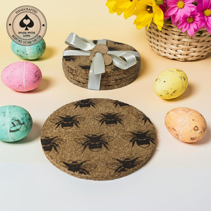 Cork Coaster - Bee cork coaster - personalised cork coaster - engraved cork coaster - Easter gifts