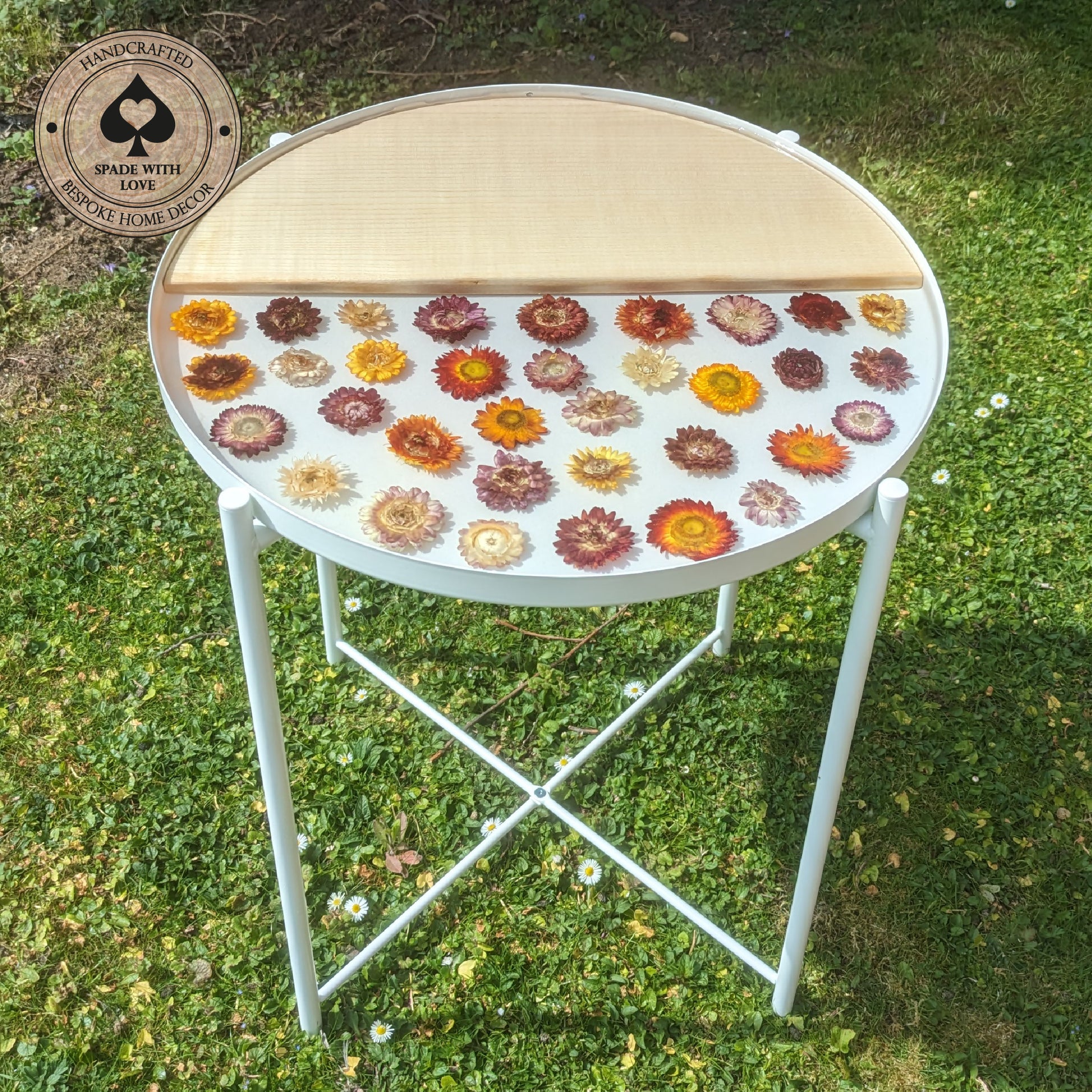 Bespoke Made Resin and Flower Side Table - Personalised Side Table - Encapsulation