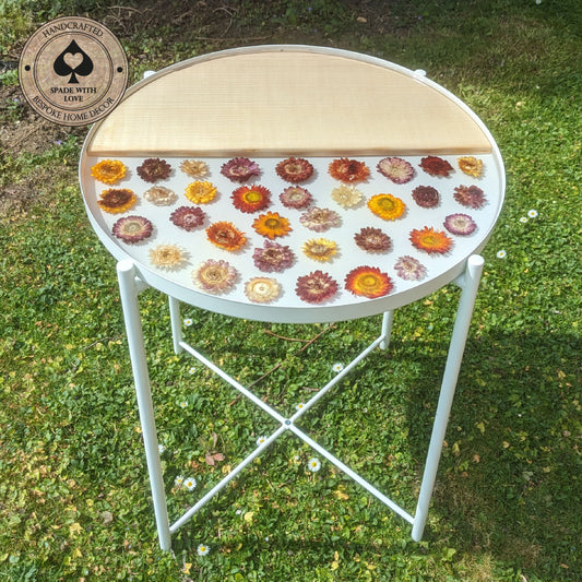 Bespoke Made Resin and Flower Side Table - Personalised Side Table - Encapsulation