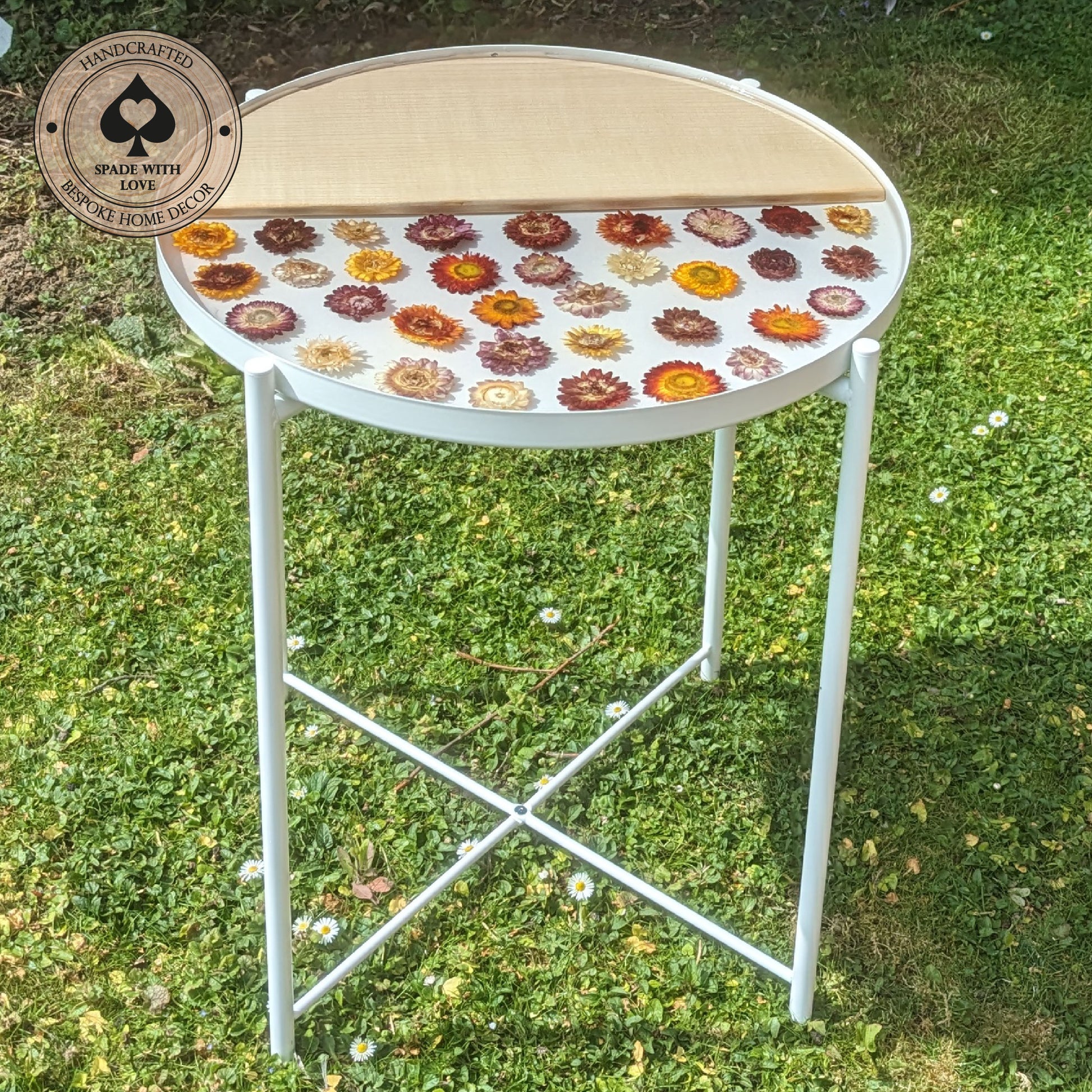 Bespoke Made Resin and Flower Side Table - Personalised Side Table - Encapsulation