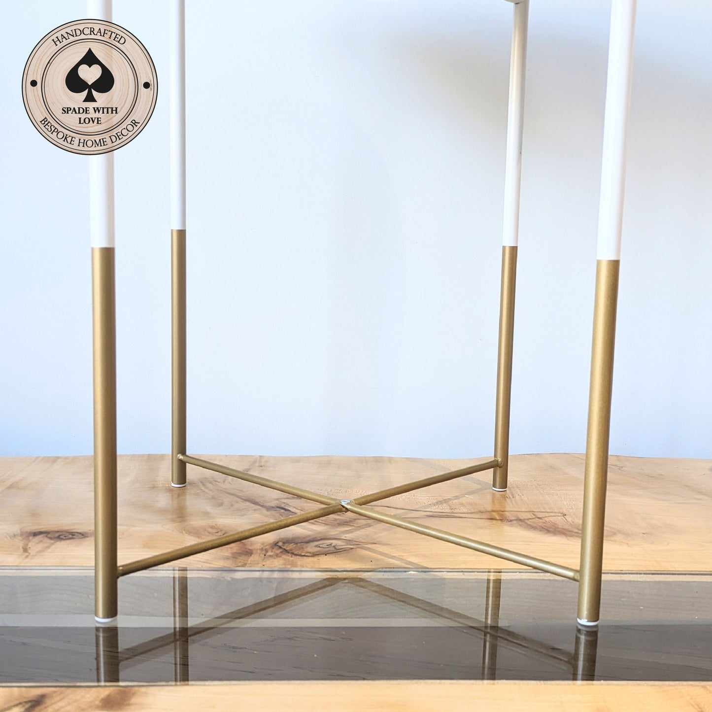 Bespoke Made Side End Table with Wood and Coffee Beans in Resin