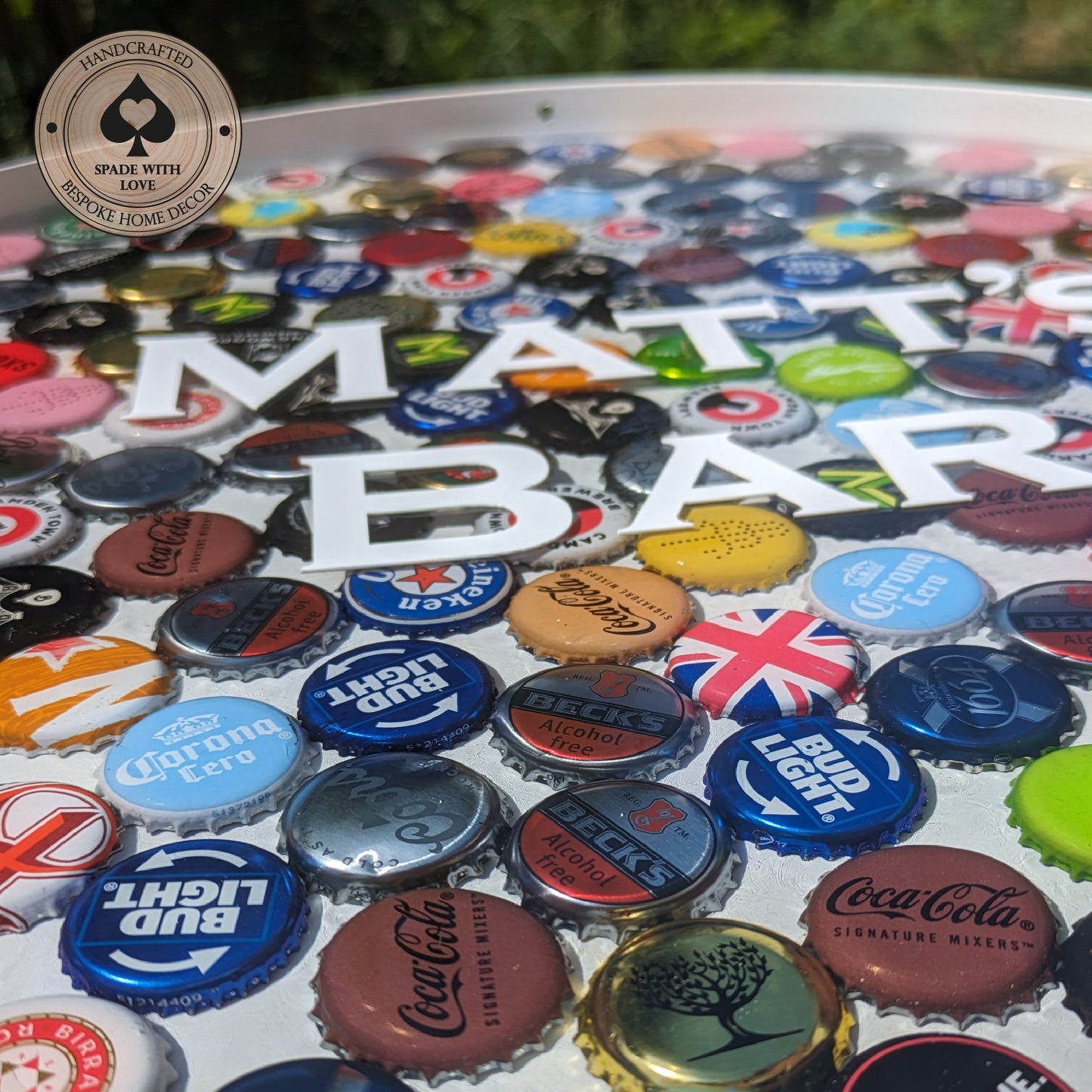 Personalised Resin Side - End Tables - Bottle Caps