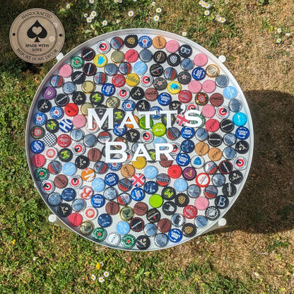 Bottle Cap and Resin Side Table - Custom Bar Table - Man Cave Table - Personalised Man Cave Table