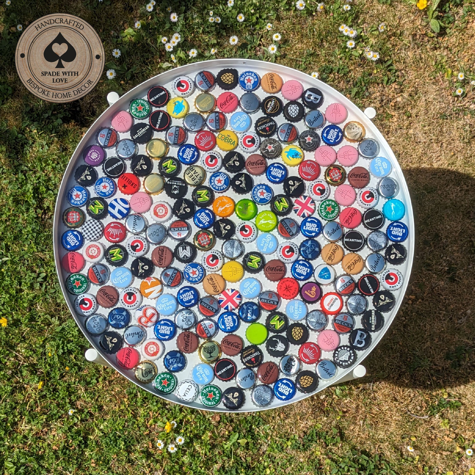 Bottle Cap and Resin Side Table - Custom Bar Table - Man Cave Table - Personalised Man Cave Table