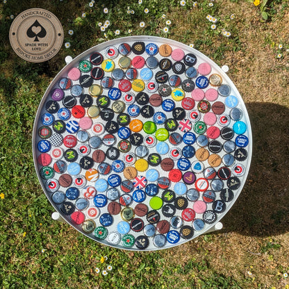 Bottle Cap and Resin Side Table - Custom Bar Table - Man Cave Table - Personalised Man Cave Table