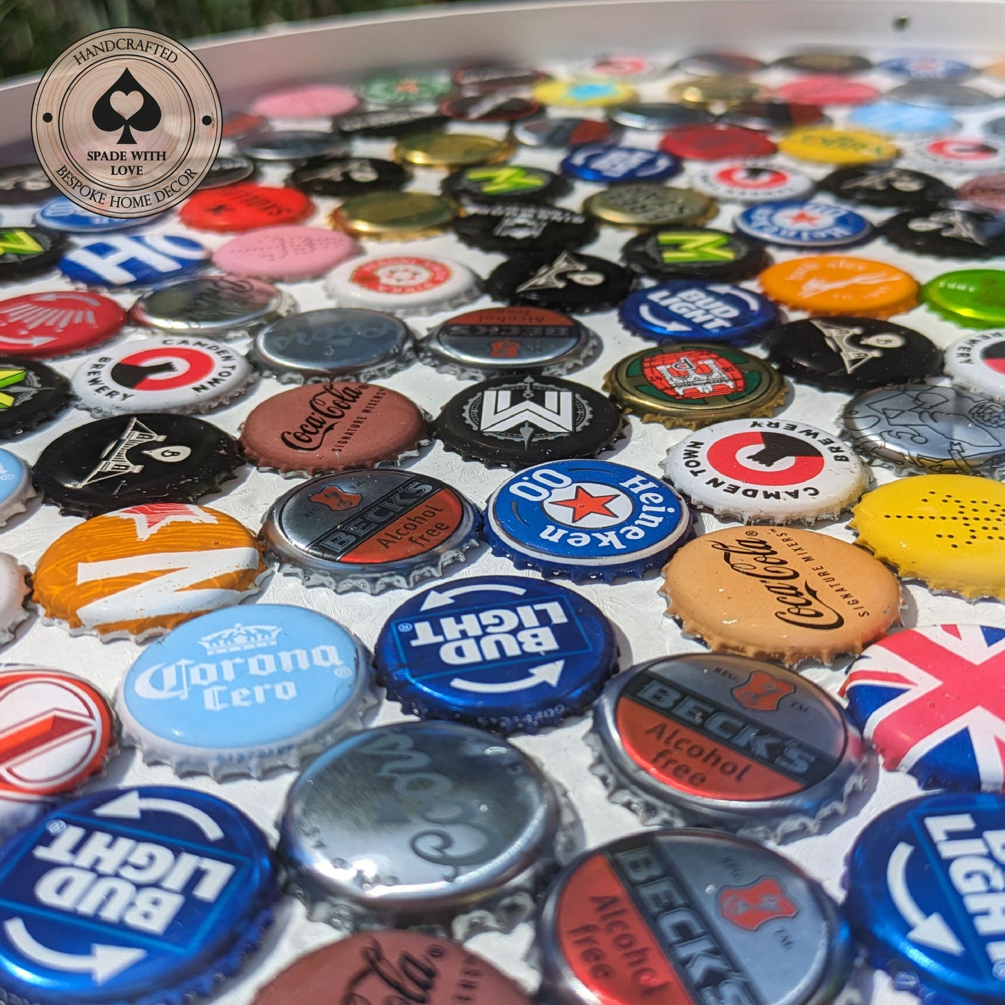 Bottle Cap and Resin Side Table - Custom Bar Table - Man Cave Table - Personalised Man Cave Table