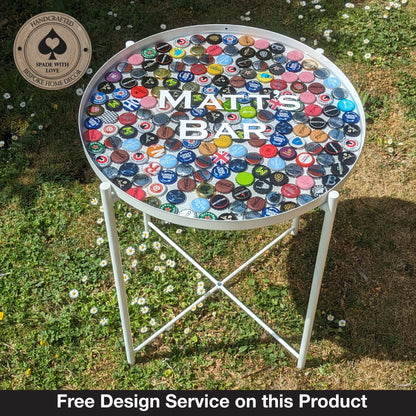 Bottle Cap and Resin Side Table - Custom Bar Table - Man Cave Table - Personalised Man Cave Table - Free Design Service