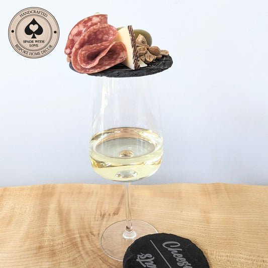 Charcuterie Wine Toppers - Personalised Slate Wine Toppers - Glass Toppers