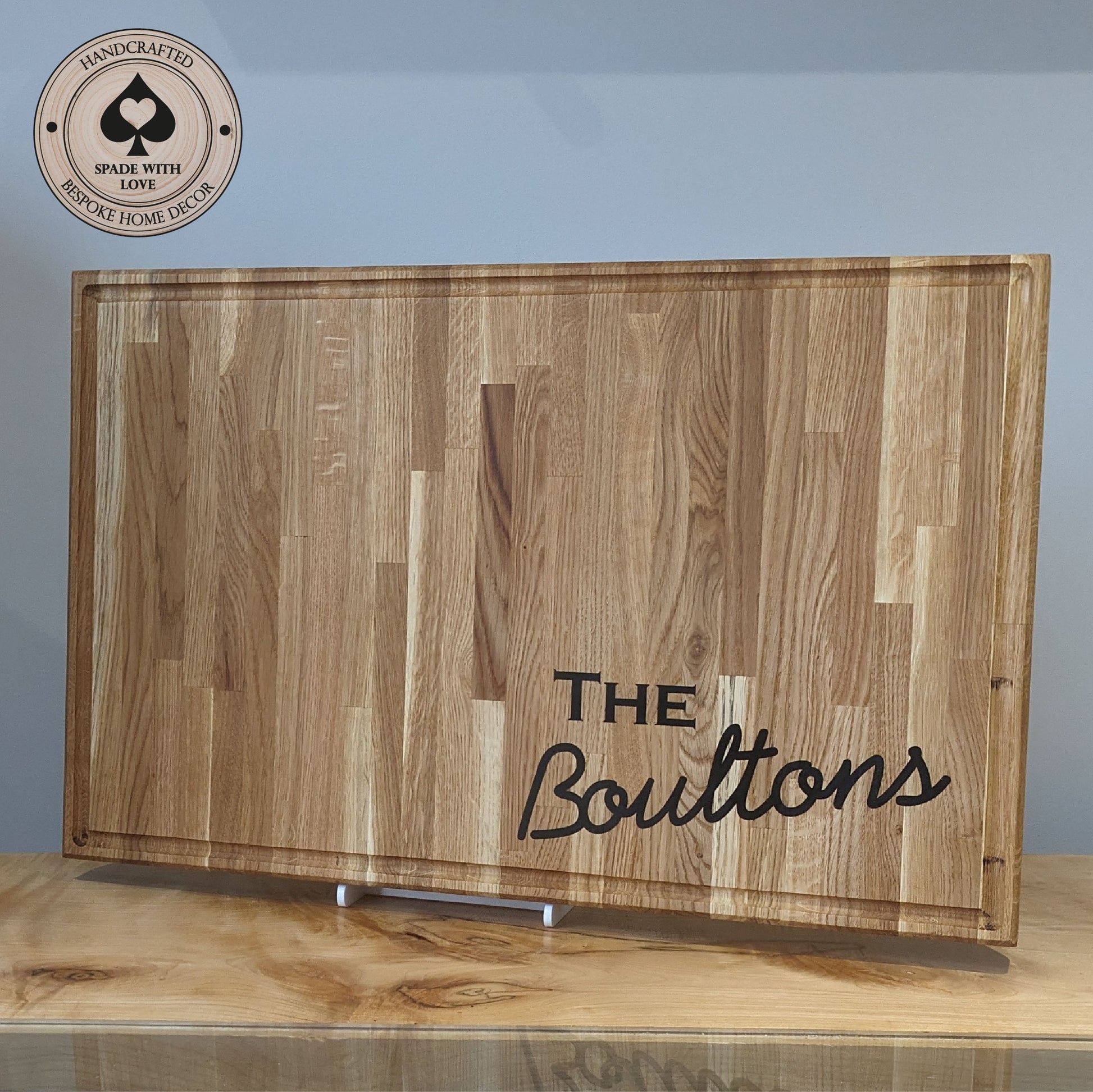 Solid Oak Personalised Chopping Board with Laser engraving and Resin Infill