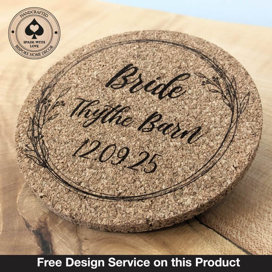 Cork Coaster Place Names - Personalised Wedding Place Names- Wedding Supplies-Free Design Service