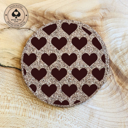 Cork Coasters - Laser Engraved Hearts