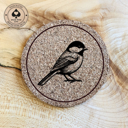 Cork Coasters - Blue Tit Bird Laser Engraved Cork Coaster - UK Bird Coasters