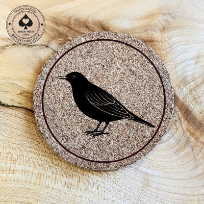 Cork Coasters - BlackBird Laser Engraved Cork Coaster - UK Bird Coasters