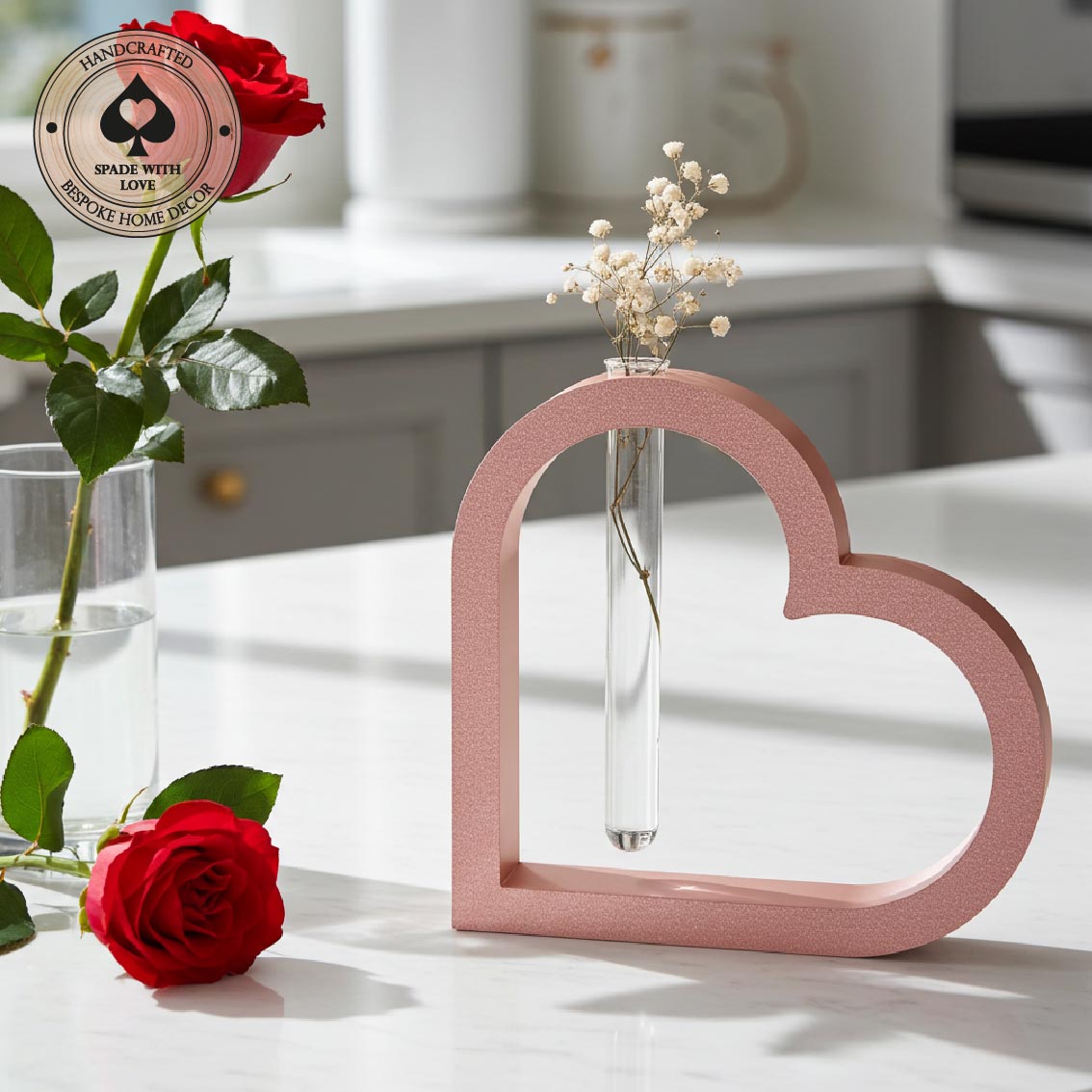 Heart Plant Propagator - Heart Single Stem Vase - Unique Flower Vases - Valentines Gift