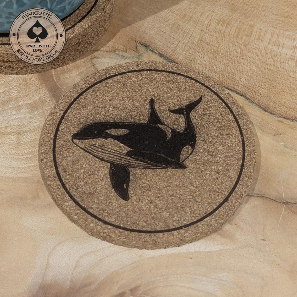 Laser Engraved Cork Coasters with animals - Whale Cork Coaster