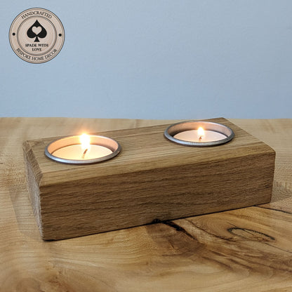 Oak Tealight Holder - Double