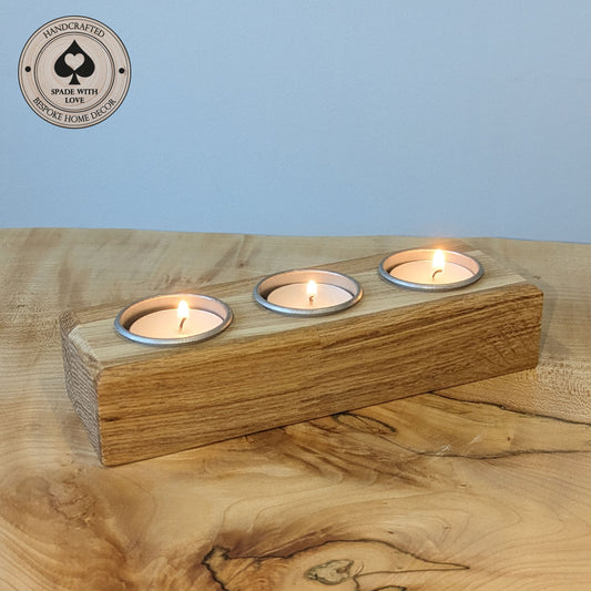 Oak Tealight Holder - Triple