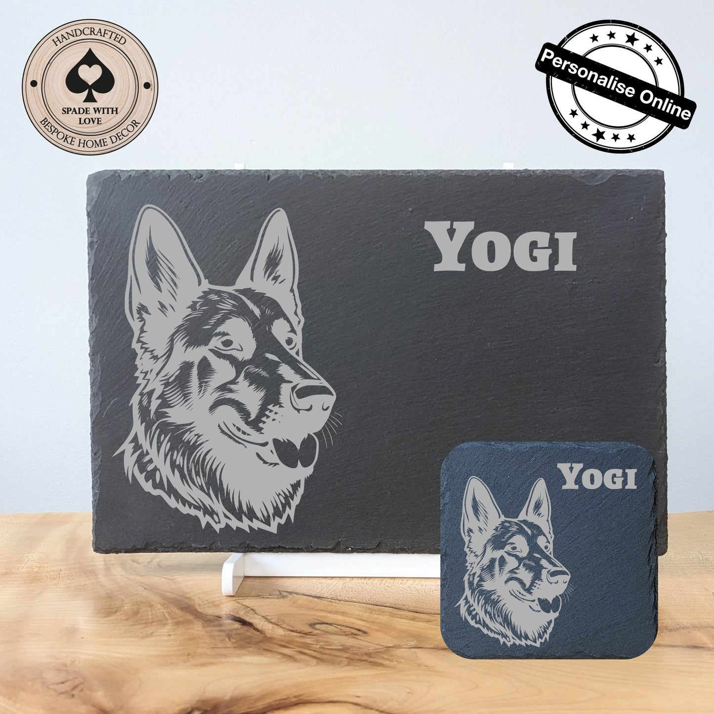 Perosnalised Slate Placemats - Personalised Slate Dog Placemat - Personalised German Shepard Placemat