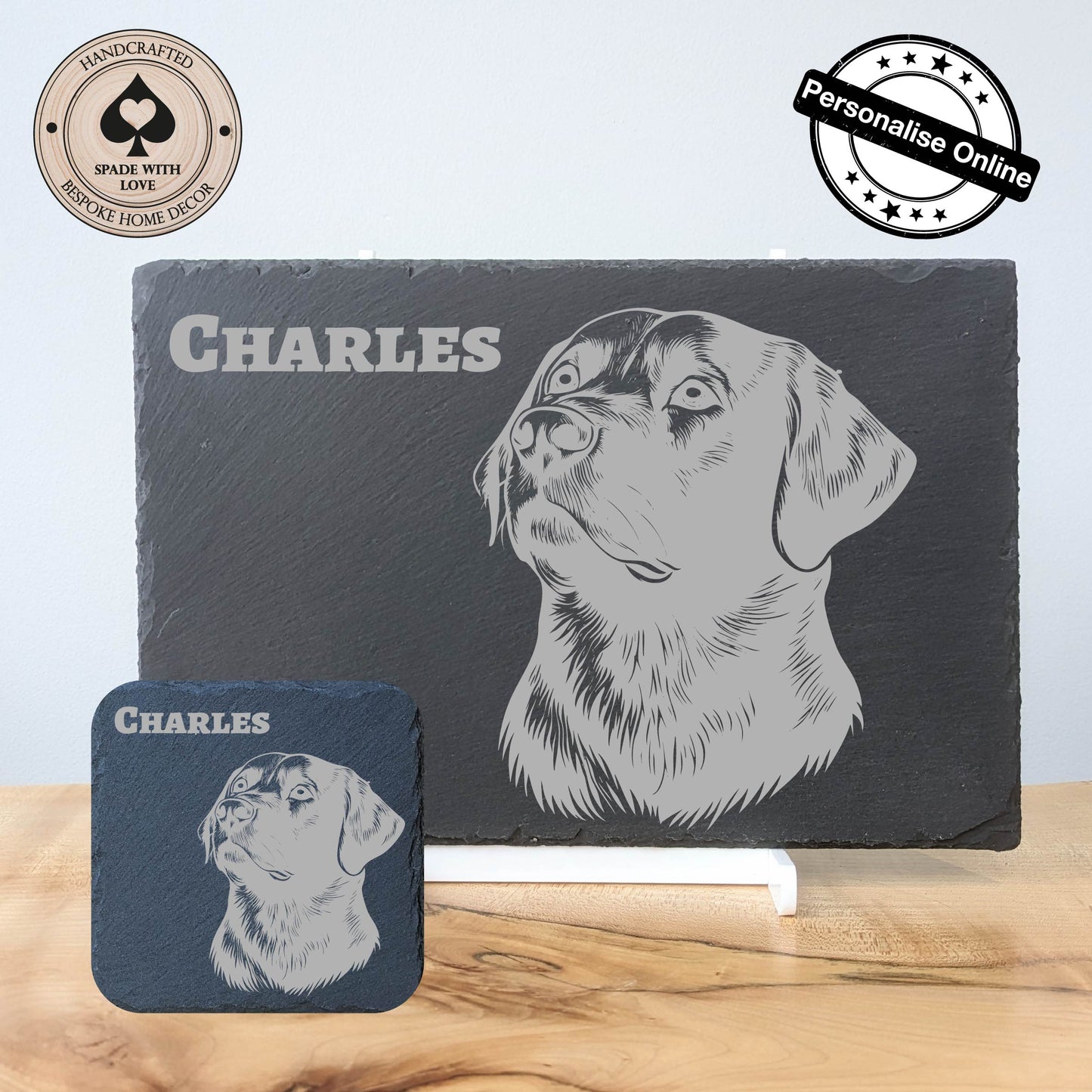 Perosnalised Slate Placemats - Personalised Slate Dog Placemat - Personalised Labrador Placemat