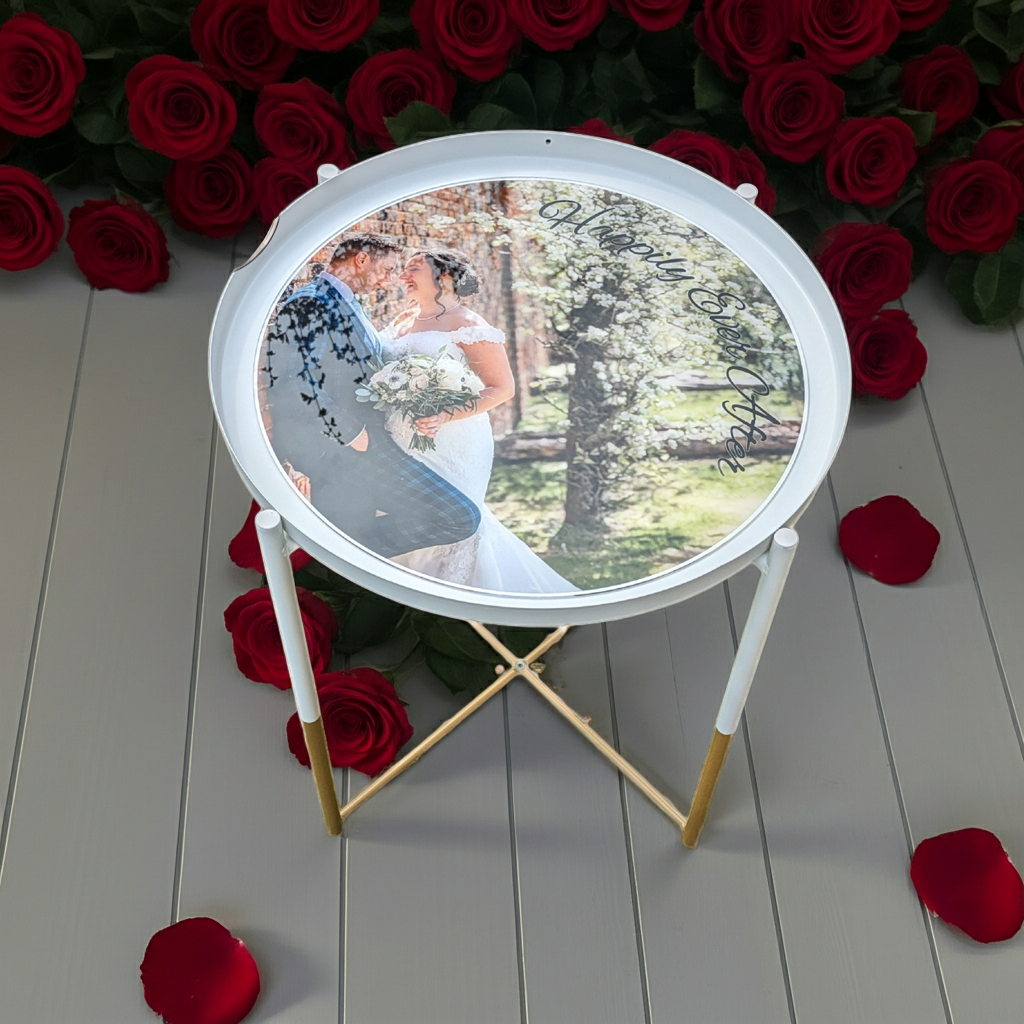 Bespoke Made Side End Table - Custom Printed Personalised photo - Personalised Side Table- Valentines Table