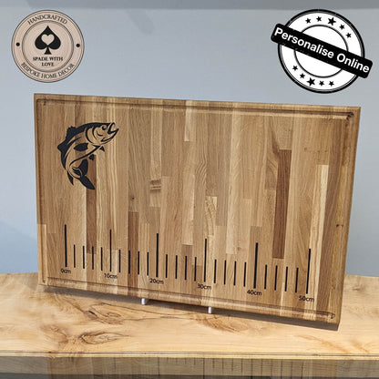 Solid Oak Fish Gutting Board - Personalised Fish Measuring Board