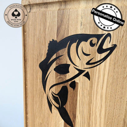 Solid Oak Fish Gutting Board - Personalised Fish Measuring Board