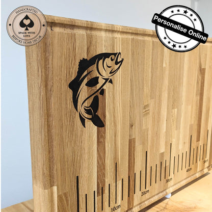Solid Oak Fish Gutting Board - Personalised Fish Measuring Board