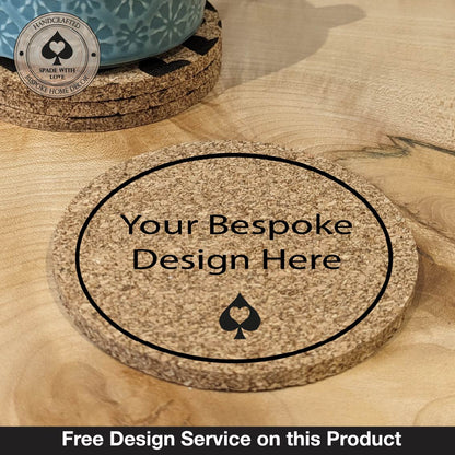 Personalised Cork Coaster - Design Your Own - Your Bespoke Design- Free Design Service