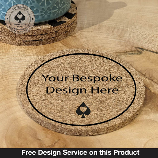 Personalised Cork Coaster - Design Your Own - Your Bespoke Design- Free Design Service