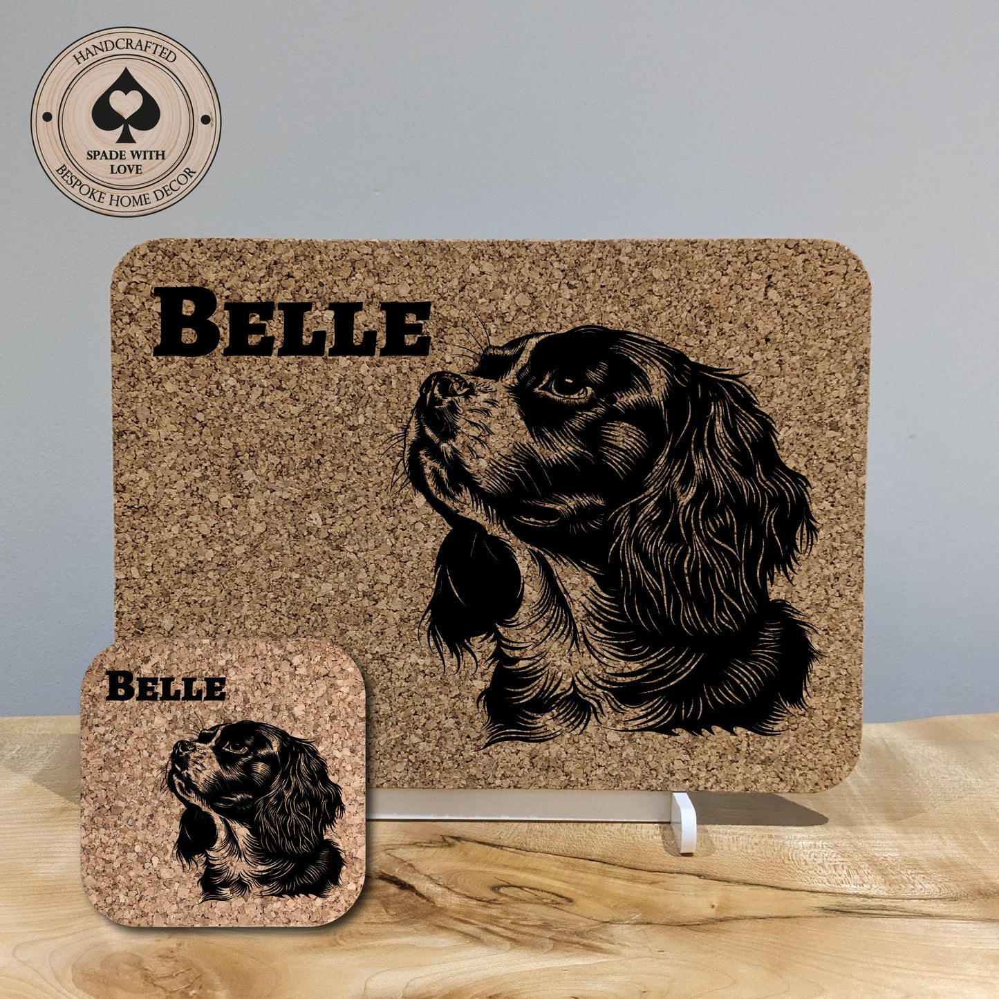 Personalised Cork Placemat. Personalised dog coaster.