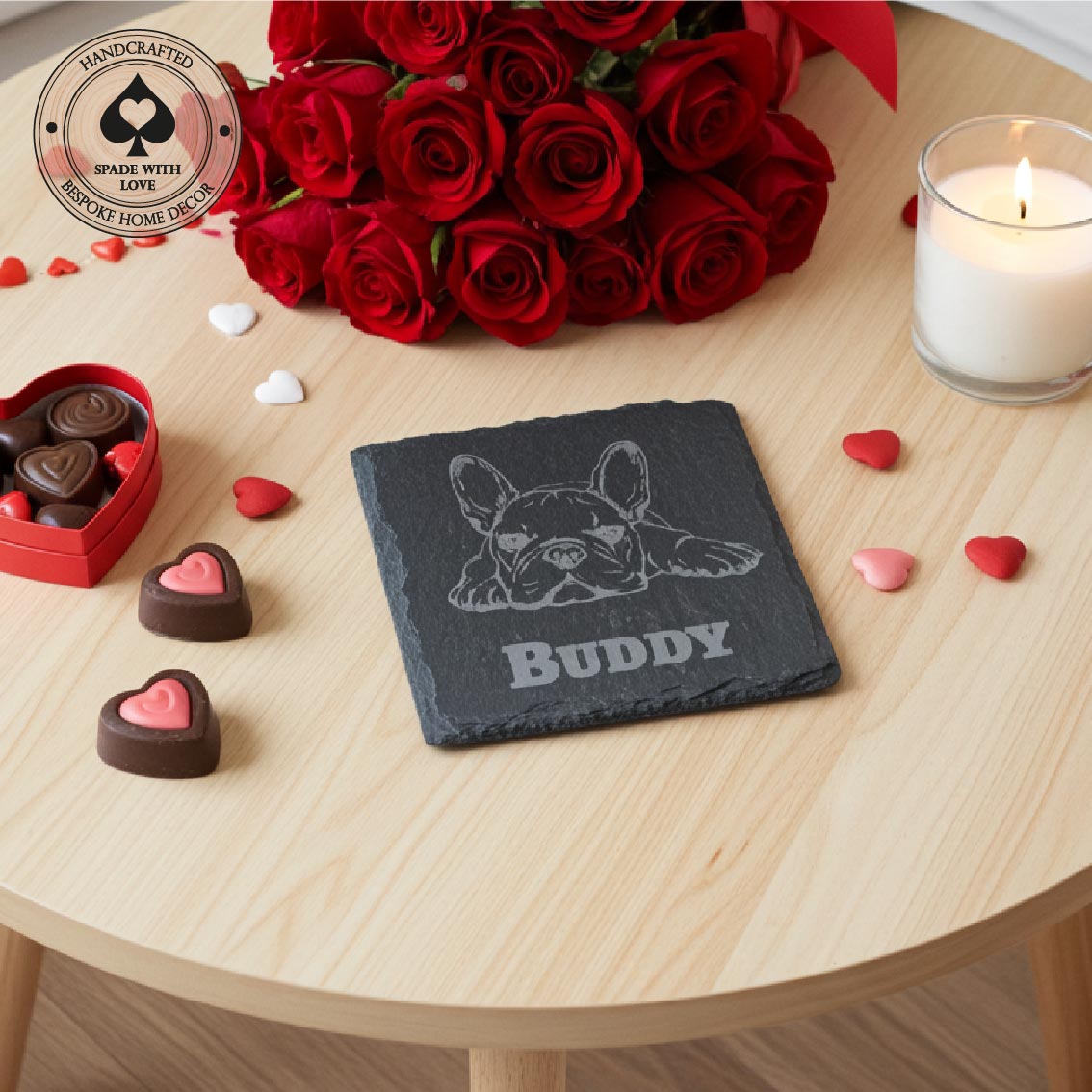 Personalised Slate Dog Breed Coasters - Valentines Pet Gifts - Custom Valentines Dog Gifts