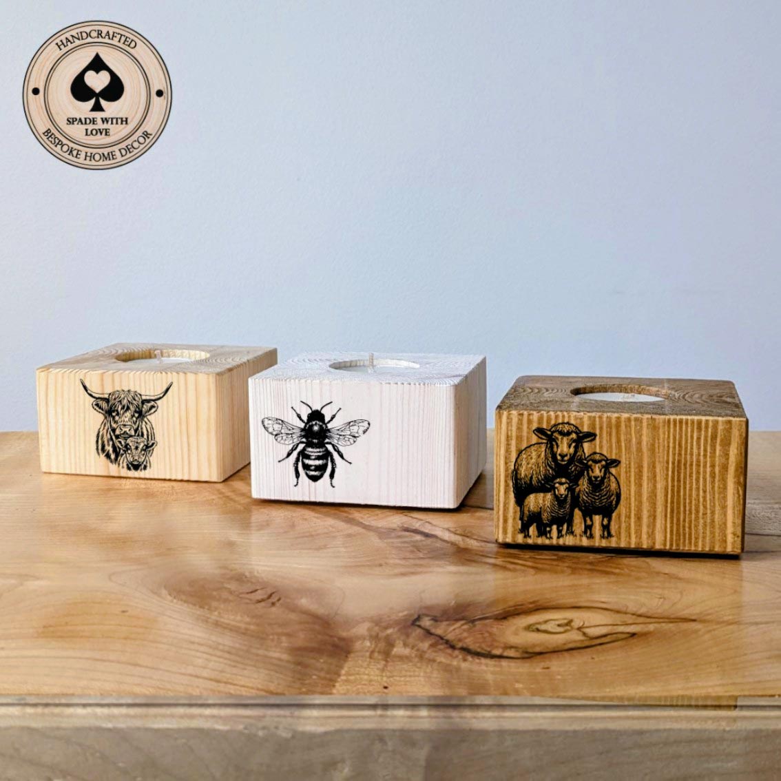 Pine Tea Light Holder - Farm Themed Tea Light Holders - Farm Animal Gifts