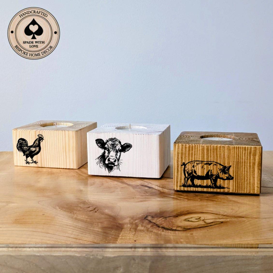 Pine Tea Light Holder - Farm Themed Tea Light Holders - Farm Animal Gifts