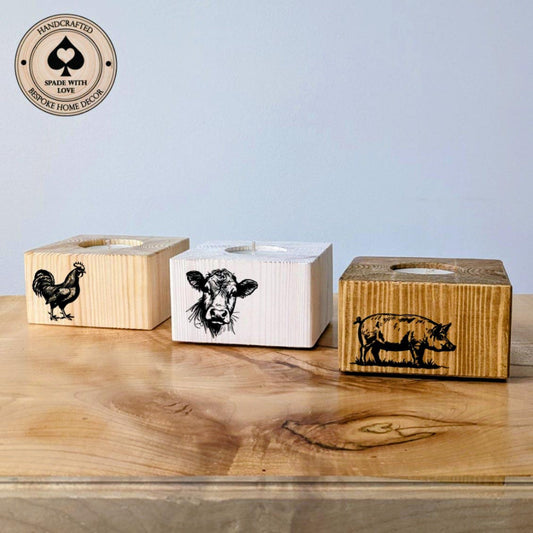 Pine Tea Light Holder - Farm Themed Tea Light Holders - Farm Animal Gifts