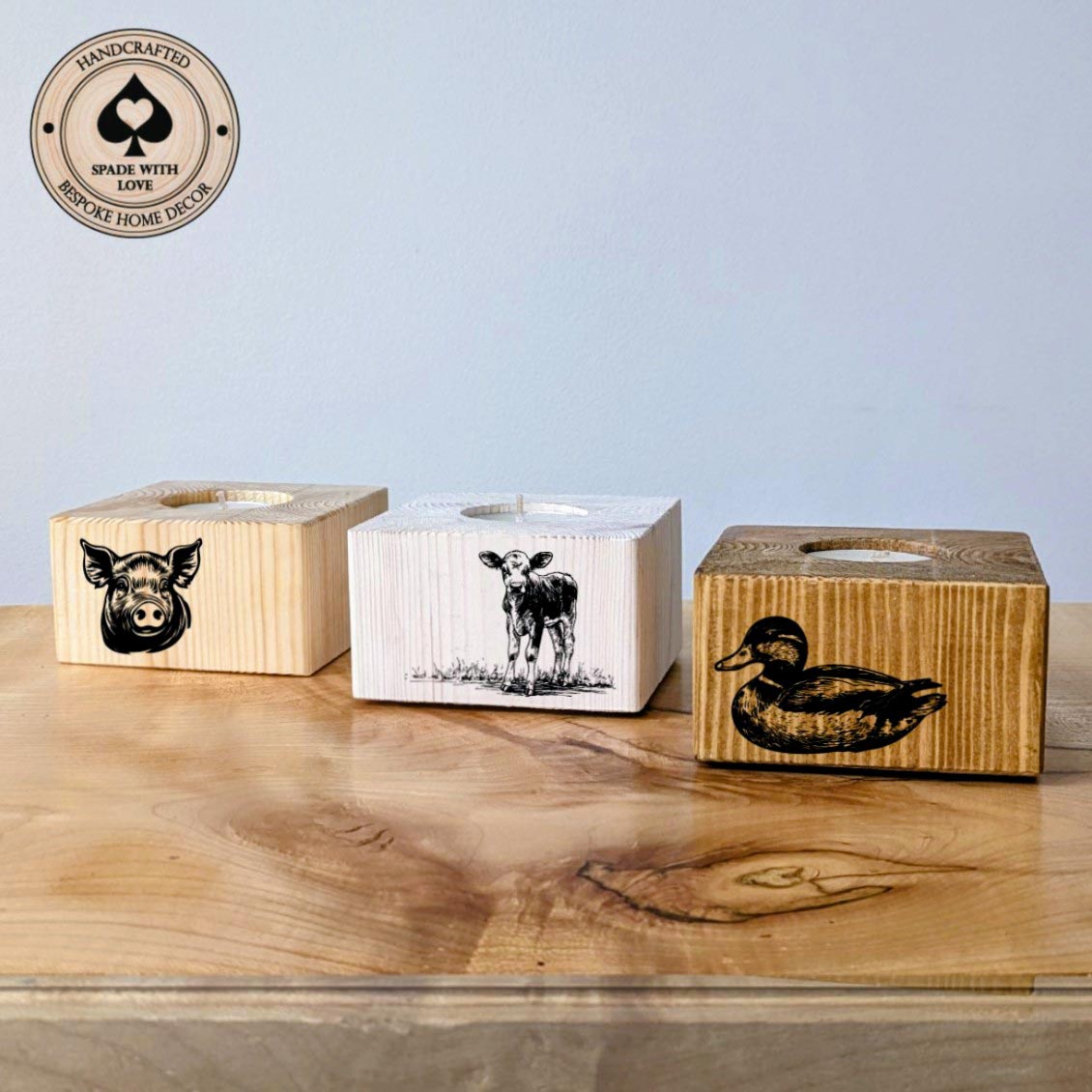 Pine Tea Light Holder - Farm Themed Tea Light Holders - Farm Animal Gifts