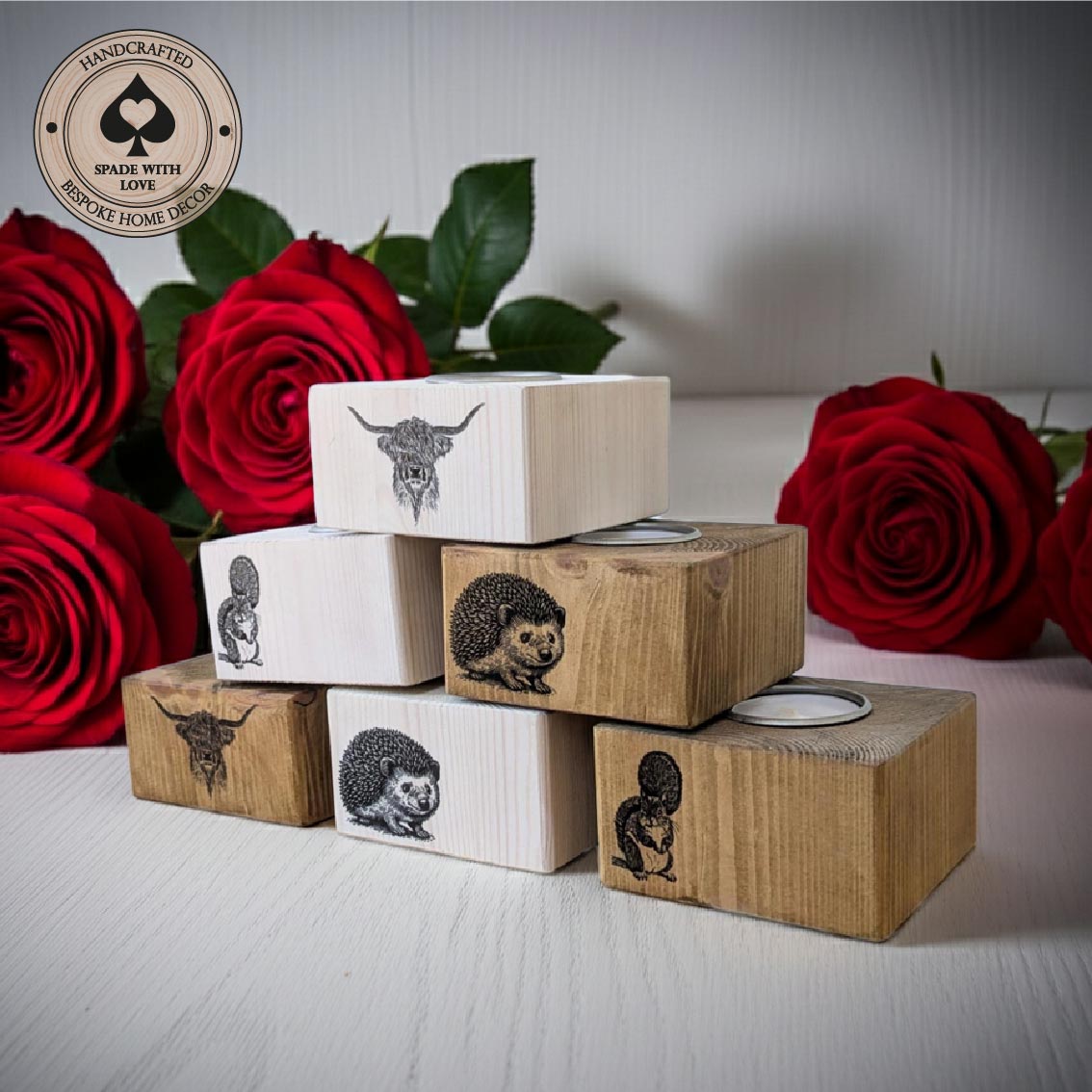 Pine Tealight Holders - Animal Tea light Holders - Valentines Gifts - Custom Wooden Tea Light Holders
