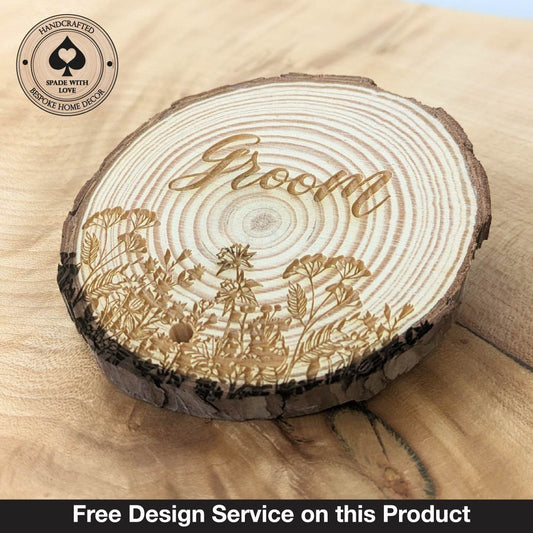 Rustic Wood Coaster Place Names - Personalised Wedding Place Names- Wedding Supplies - Free Design Service
