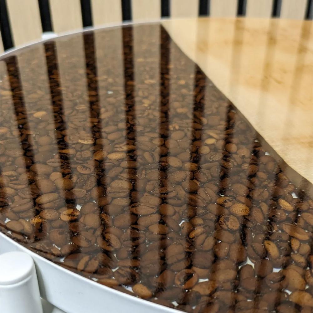 Bespoke Made Side End Table with Wood and Coffee Beans in Resin