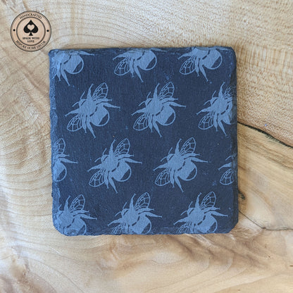 Slate Coasters - Laser Engraved Bee's