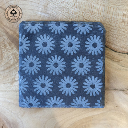 Slate Coasters - Laser Engraved Flowers