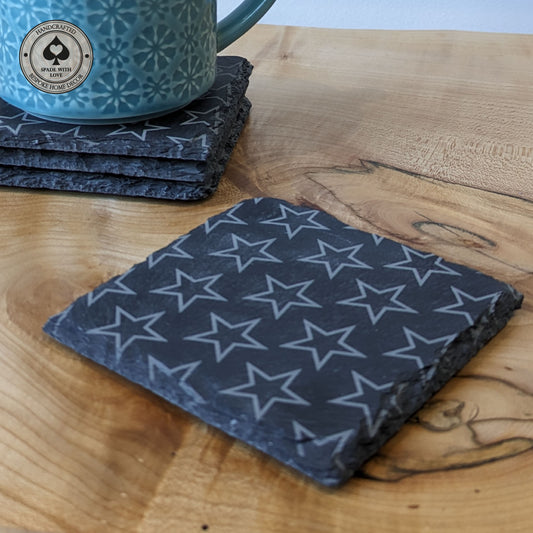 Slate Coasters - Laser Engraved Stars
