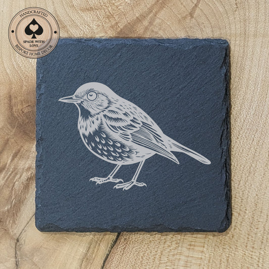 Slate Coasters - Robin Bird Laser Engraved Slate Coaster - UK Bird Coasters