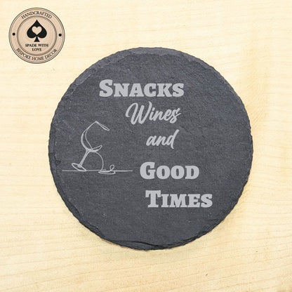 charcuterie wine glass toppers. Slate Wine Glass Toppers - Laser Engraved