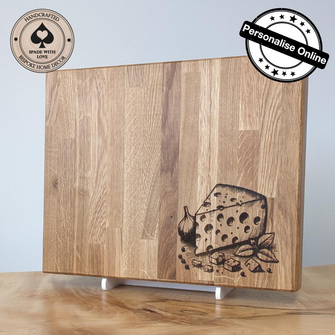 Solid Wood Cheese Boards - Laser Engraved-Personalised Solid Wood Cheese Board