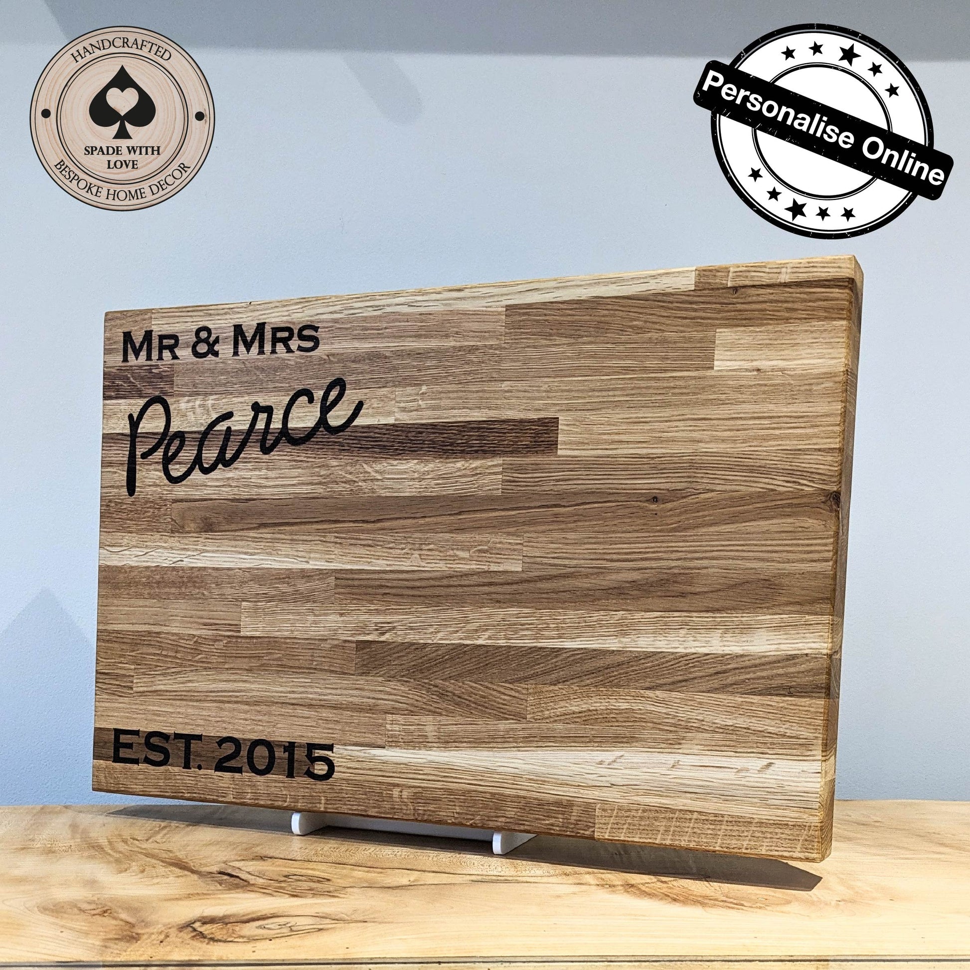 Solid Wood Chopping Board - Weeding Anniversary Gift - Personalised Wedding Anniversary Gift 
